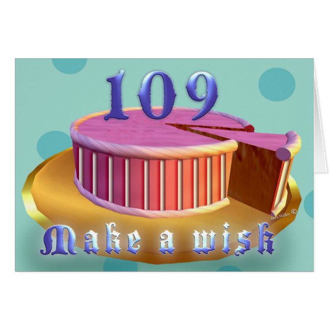109 Birthday Greeting Cards Pink Cake stripes (Anverso (Horizontal))