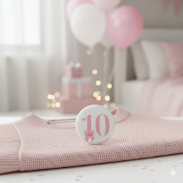 10.ª Chica de cumpleaños botón Bow rosado