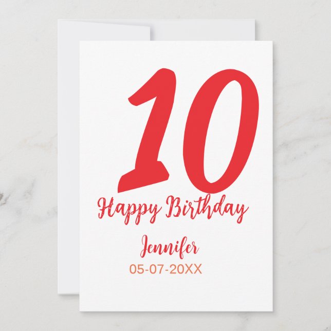 10.ª fecha de adición de cumpleaños año plantilla  (Anverso)