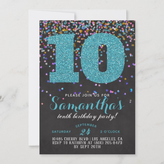 10.ª Invitación a Confetti de Cumpleaños (Anverso)