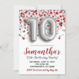 10.ª Invitación a Confetti de Cumpleaños