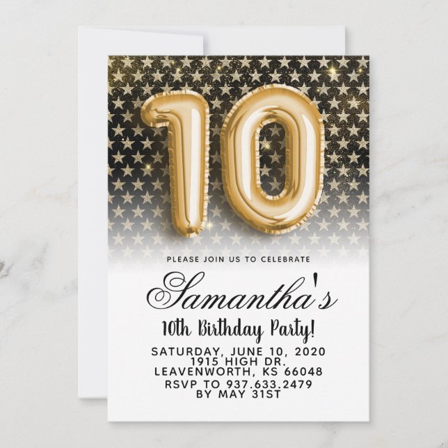 10.ª Invitación a la Estrella de Cumpleaños (Anverso)