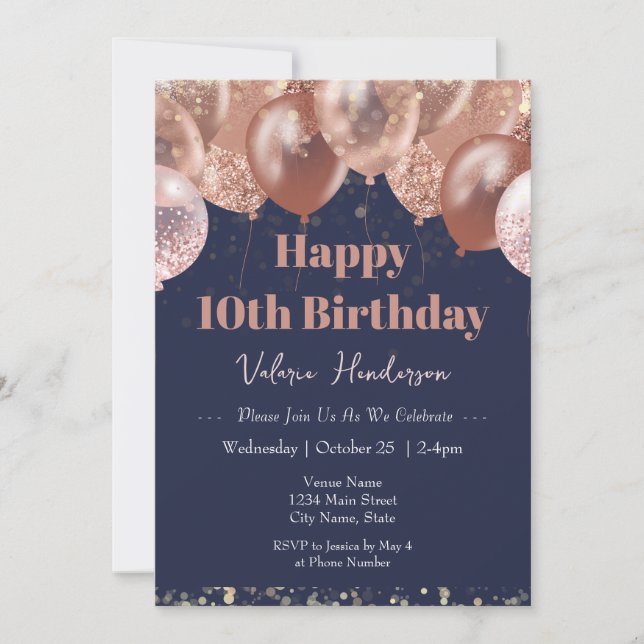 10.ª invitación a los globos rosados (Anverso)