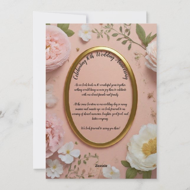 10.ª invitación al aniversario Boda (Reverso)