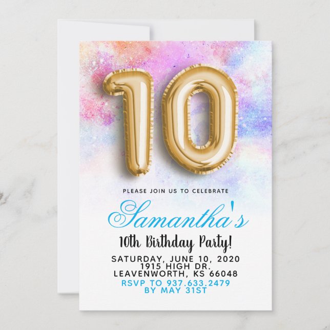 10.ª Invitación al Gradiente de Cumpleaños (Anverso)