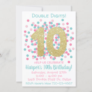 10.ª invitación de cumpleaños Dos dígitos Cumpleañ