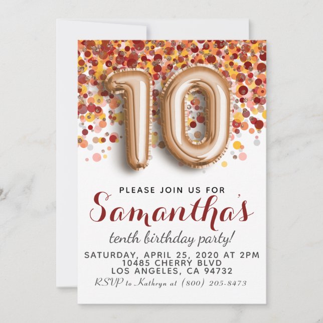 10.ª Invitación de Rosa a los cumpleaños (Anverso)
