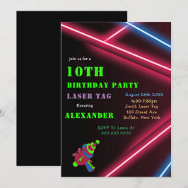 10.ª invitación para fiesta láser de cumpleaños