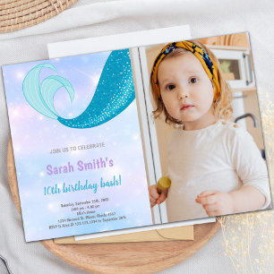 10.ª invitaciones al cumpleaños de la sirena con f