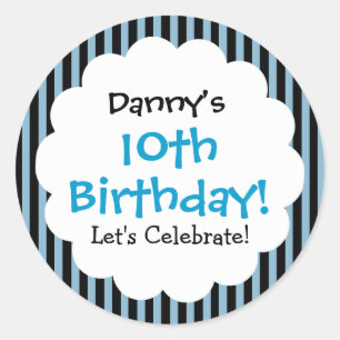 10.ª Pegatina de cumpleaños Blue Stripes V1CA