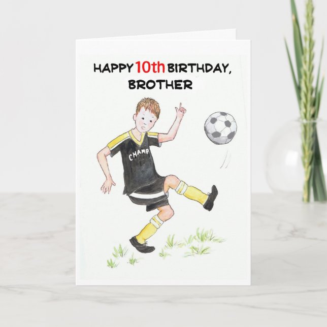10.ª tarjeta de cumpleaños para un hermano - futbo (Anverso)
