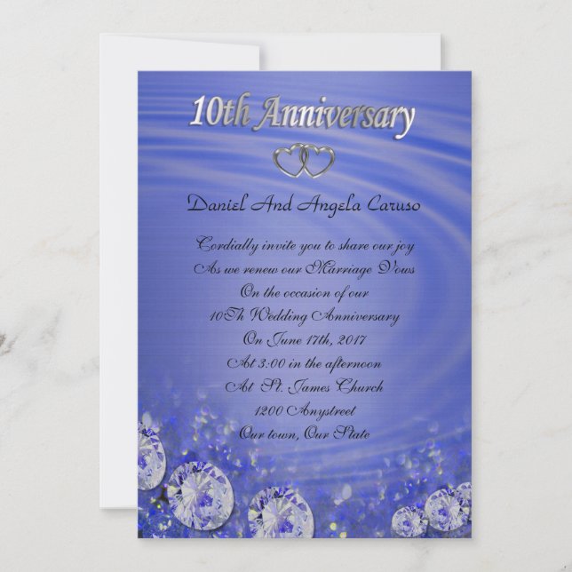 10.º aniversario Invitación azul (Anverso)