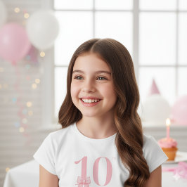 10.º Chica de cumpleaños camiseta de remolque rosa