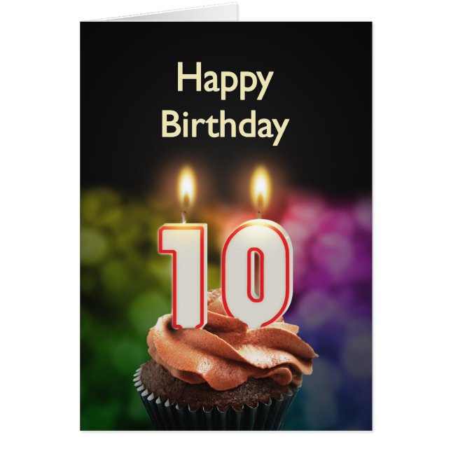 10.º cumpleaños con torta y velas (Frente)