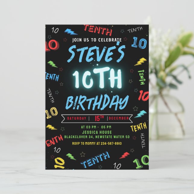 10.º Fiesta de invitaciones de cumpleaños (Anverso de pie)
