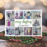 10 Collage de fotos - Feliz Navidad Coral Botánico<br><div class="desc">Negro, coral, verde y rojo — Usa fotos de 10 cuadrados y haz un exclusivo y moderno saludo de Navidad con un escritura rústica y moderna en el frente y un patrón botánico festivo en la parte posterior. Si necesita mover algo, haga clic en el botón personalizar para realizar cambios....</div>
