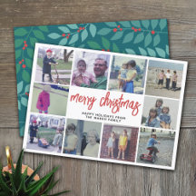 10 Collage de fotos - Feliz Navidad Verde azulado
