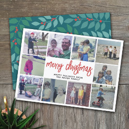 10 Collage de fotos - Feliz Navidad Verde azulado