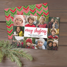 10 Collage de fotos - Feliz Navidad Verde Rojo