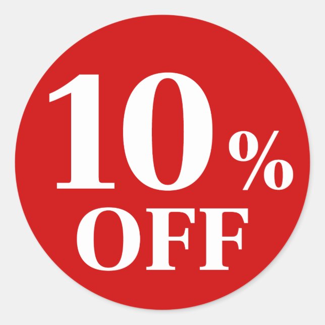 10% DE DESCUENTO Pegatina Clásica Redonda Fondo Ro (Anverso)
