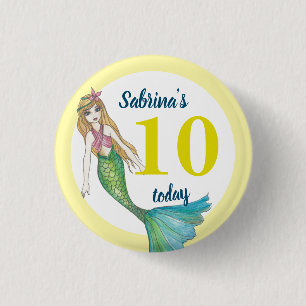 10 Hoy Bella Sirena con Cabello Rubio Botón
