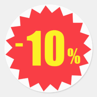 10% pegatinas de descuento de venta, blanco y rojo