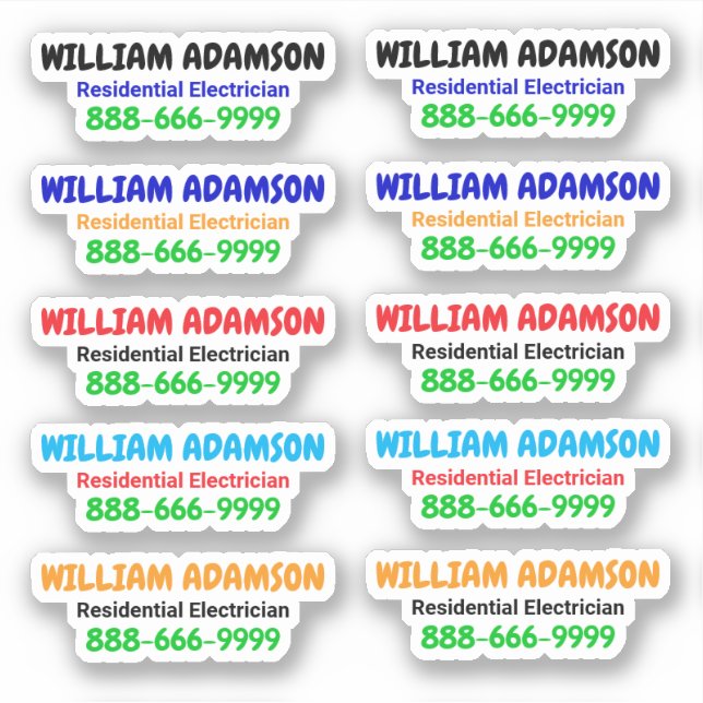 10 piezas - Pegatinas promocionales de electricist (Anverso)