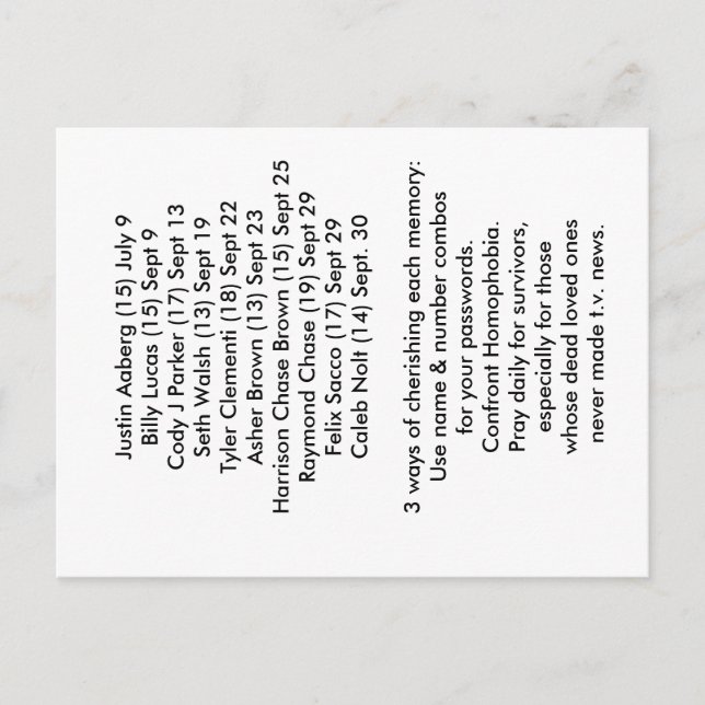 10 Tarjeta postal conocida para la prevención del  (Anverso)