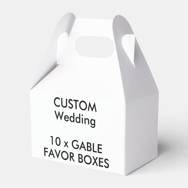 10 x CAJAS DE FAVOR GABLE de boda personalizadas (Front Side)