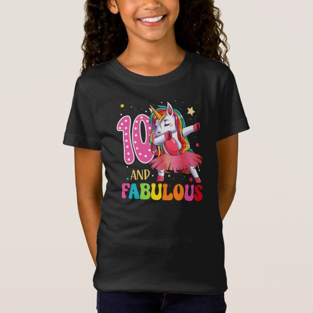 10 y fabulosa camiseta de unicornio de 10 años (Anverso)