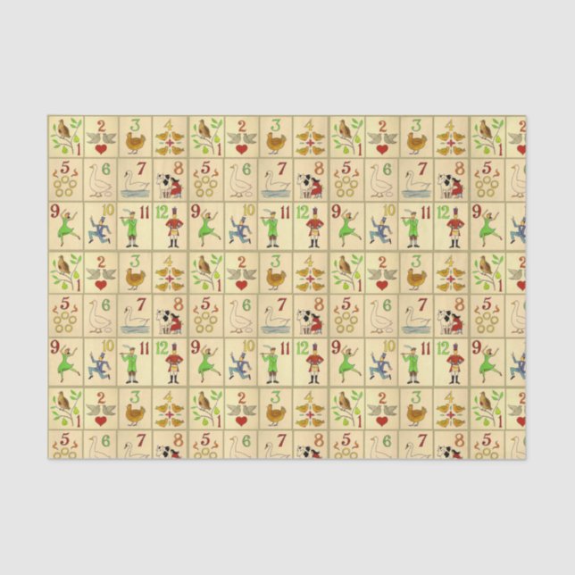 10lb papel seda, blanco DOCE DÍAS DE NAVIDAD (Anverso)