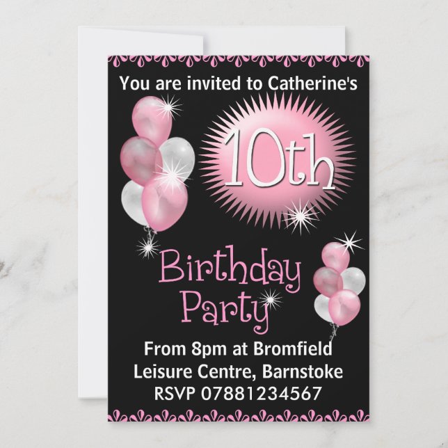 10mo Invitación de la fiesta de cumpleaños (Anverso)