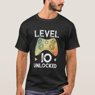 10mo Nivel 10 de la camisa del videojugador del