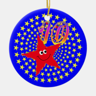 10mo Ornamento redondo de la estrella roja del