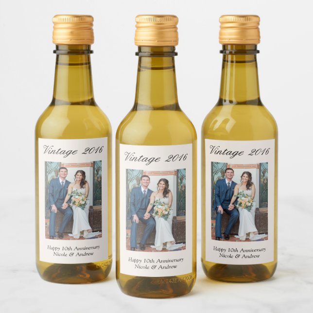 10th Anniversary Party Favor Custom Wedding Photo (Botellas)