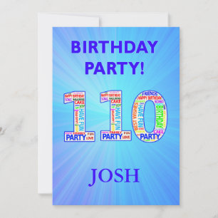 110.ª invitación a fiesta de cumpleaños en letras