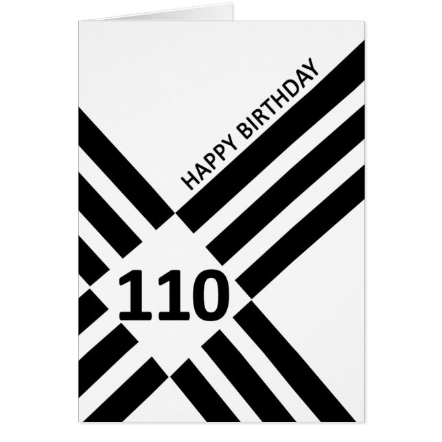110.º cumpleaños de diseño diagonal de línea negra (Frente)