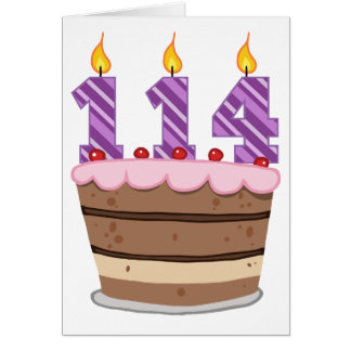 114 años en el pastel de cumpleaños