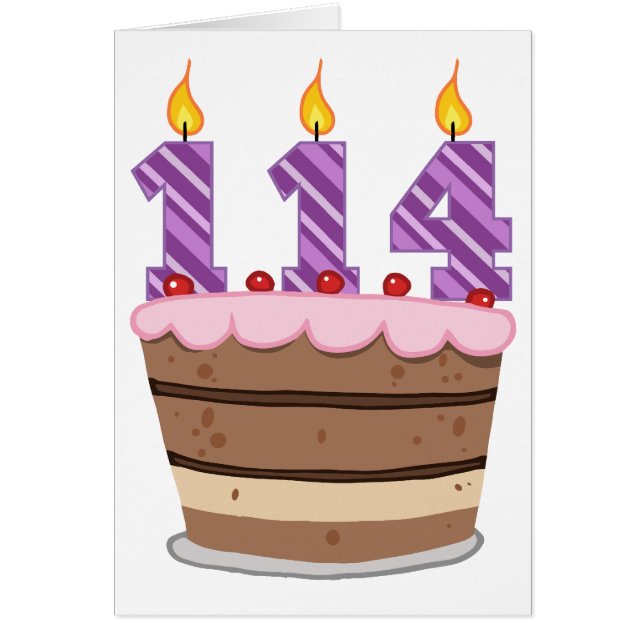 114 años en el pastel de cumpleaños (Frente)