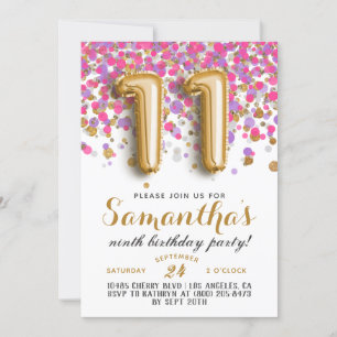 11.ª Invitación a Confetti de Cumpleaños
