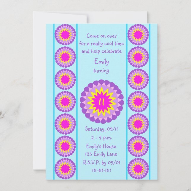 11.ª invitación a la fiesta de cumpleaños Guay Blu (Anverso)