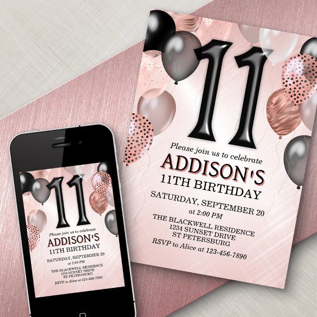 11.ª invitación a los globos Rosas de oro (Subido por el creador)