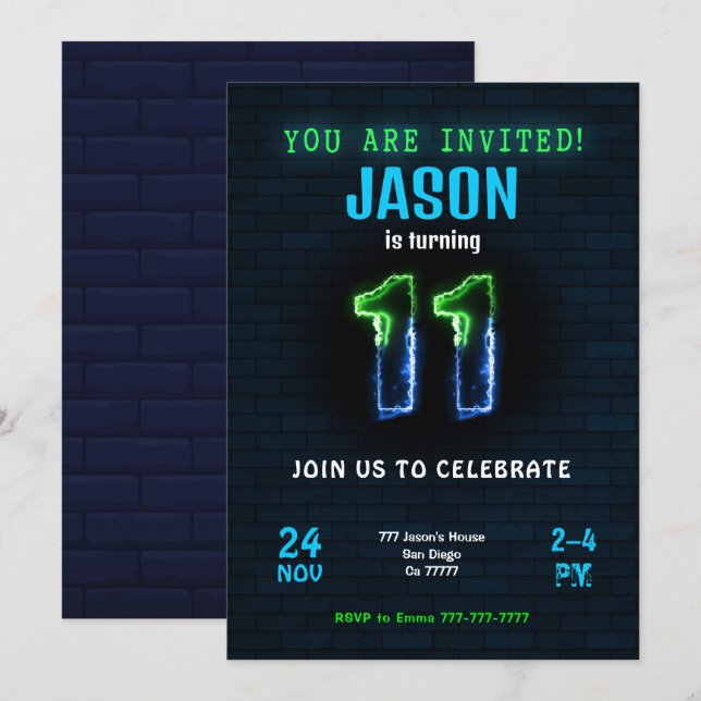 11.ª invitación al cumpleaños (Anverso / Reverso)