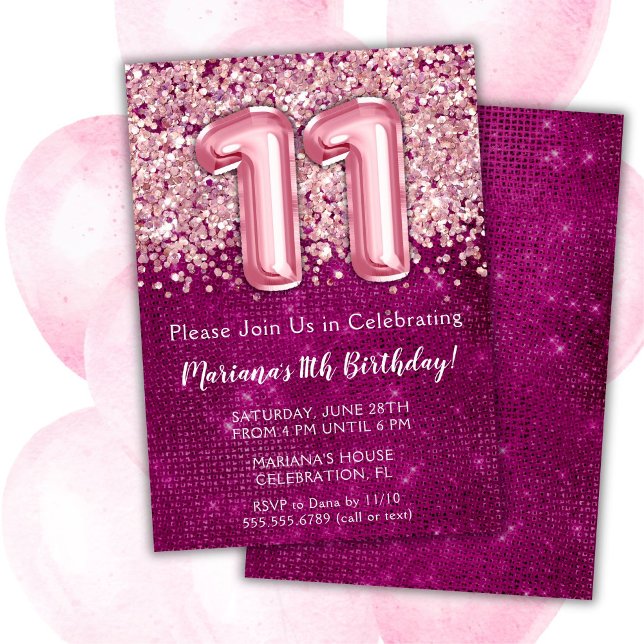 11.ª invitación de cumpleaños Chica Magenta Purpur (Subido por el creador)