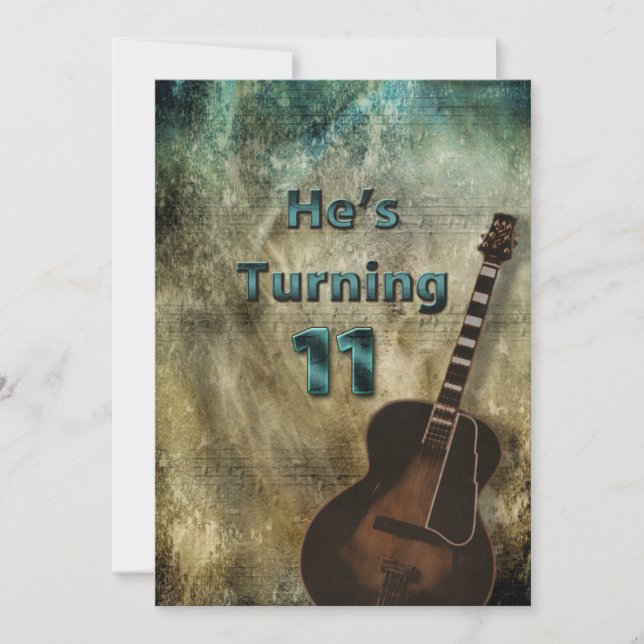 11.ª Invitación de cumpleaños chicos Grunge Guitar (Anverso)