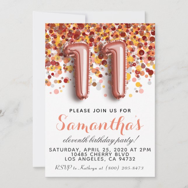 11.ª Invitación de Rosa a los cumpleaños (Anverso)