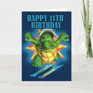 11.ª Tarjeta de Tortuga de Cumpleaños, Feliz 11 cu