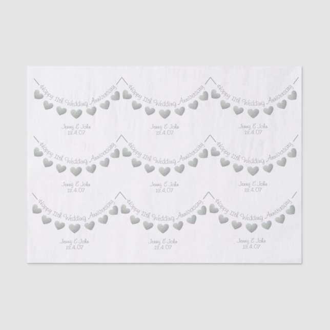 11.º Aniversario del Boda Papel cardíaco de acero (Anverso)