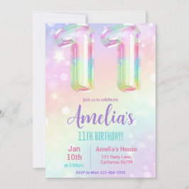 11.º Chica de la invitación por el cumpleaños 11