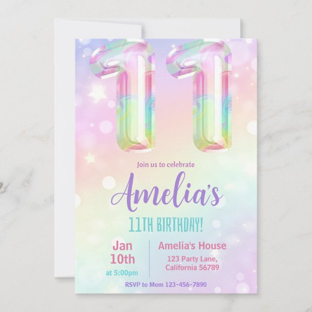 11.º Chica de la invitación por el cumpleaños 11 (Anverso)